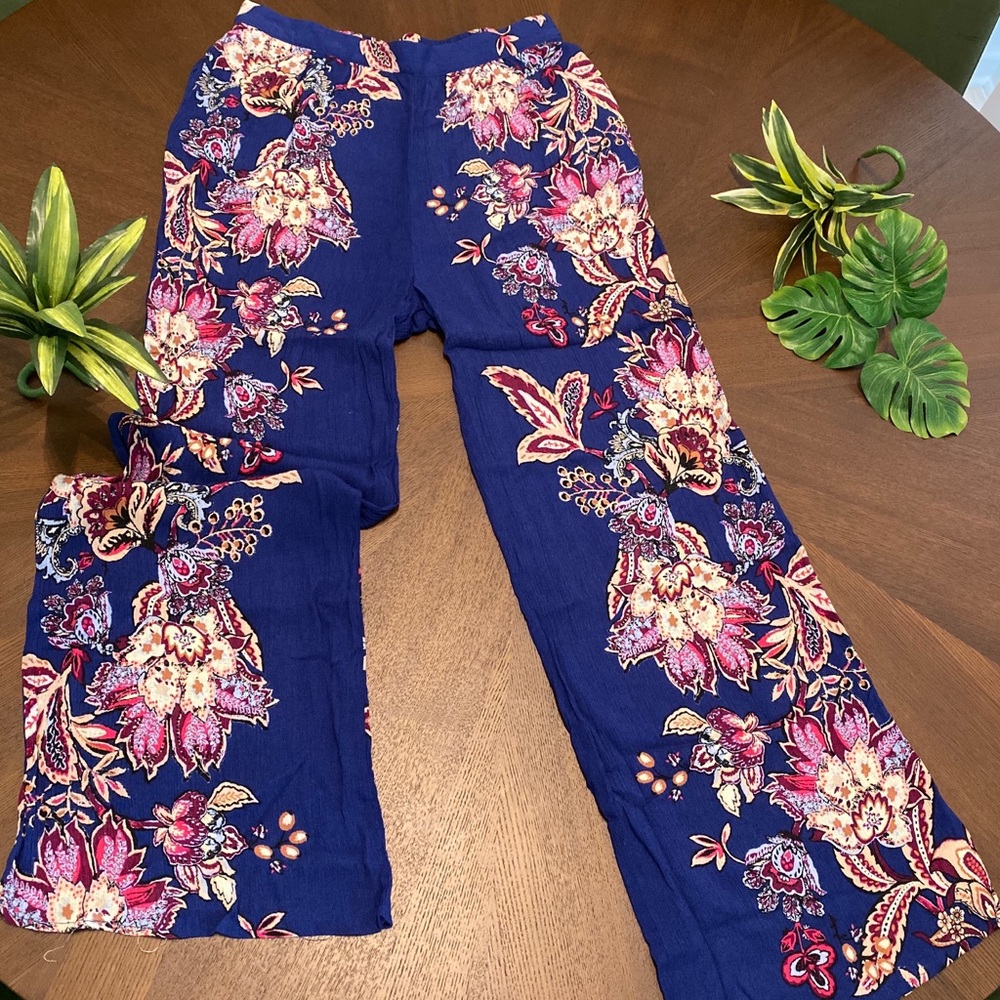 Crepe/linen like wide leg high waisted pants